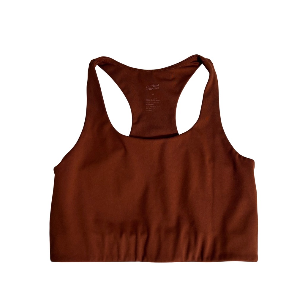 Girlfriend Collective Paloma Racerback Sports Bra Rust Brown Size Medium